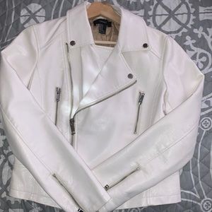 White medium leather jacket- forever 21